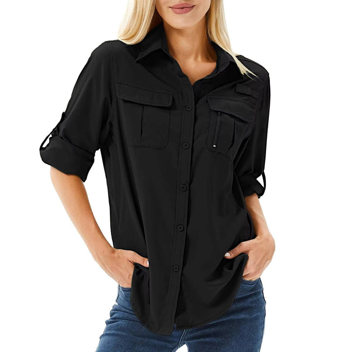 Women's UPF Safari Blouse for Outdoor Adventures in Black