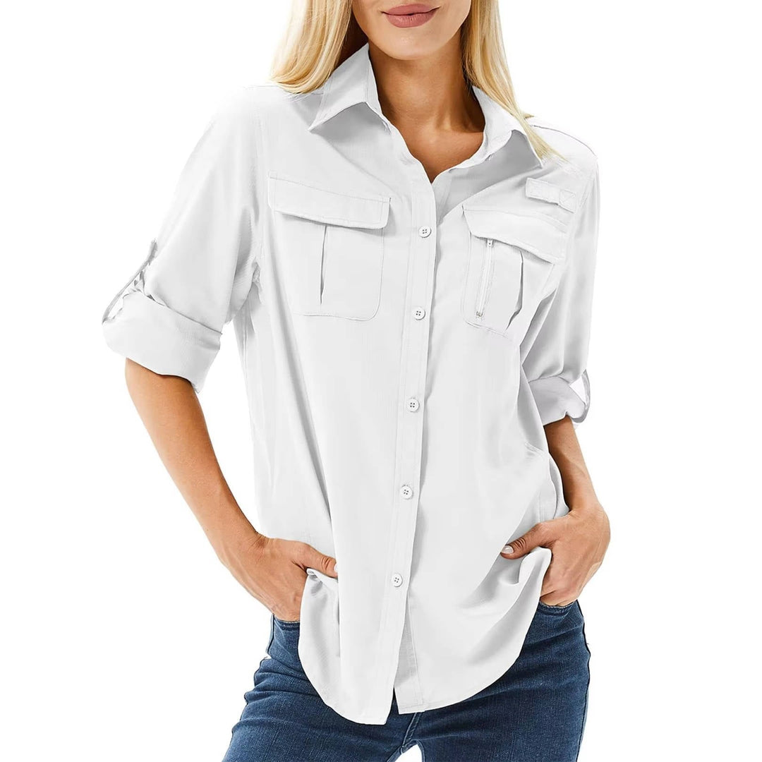 Women's UPF Safari Blouse for Outdoor Adventures in White