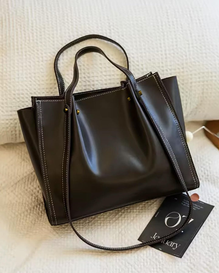 Women's Vegan Leather Structured Tote Bag (2)