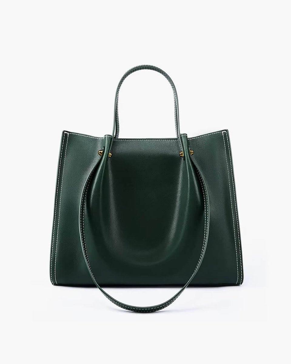 Women's Vegan Leather Structured Tote Bag in Green