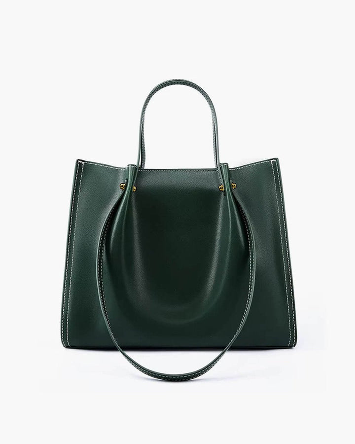 Women's Vegan Leather Structured Tote Bag in Green