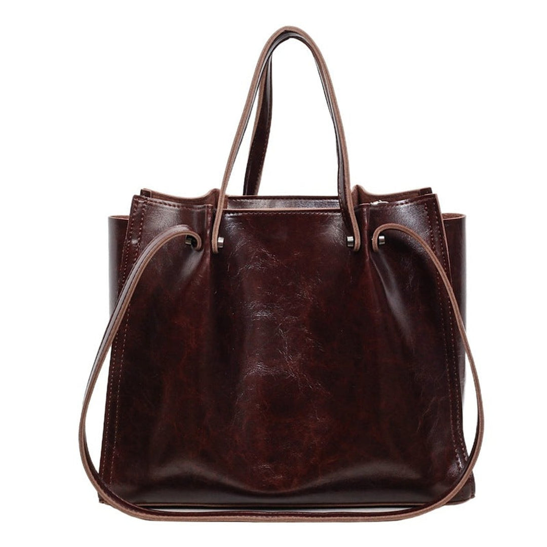 Women's Vegan Leather Structured Tote Bag in Maroon