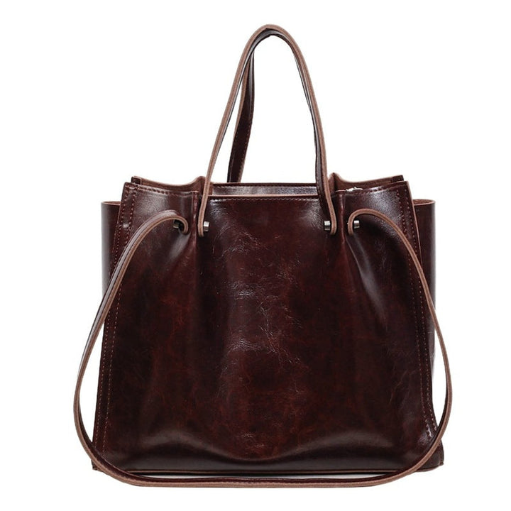 Women's Vegan Leather Structured Tote Bag in Maroon