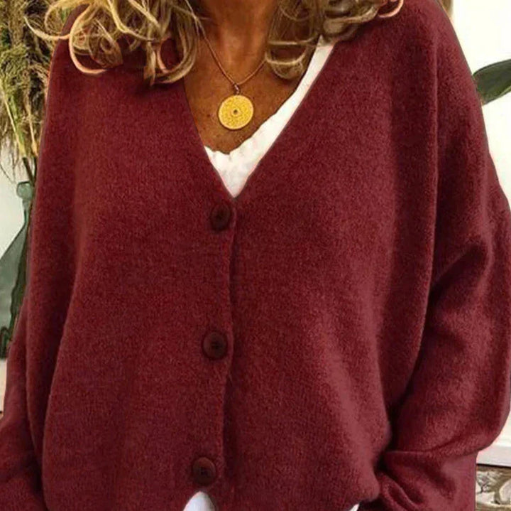 Women's Versatile Cardigan for Casual Wear in Burgund