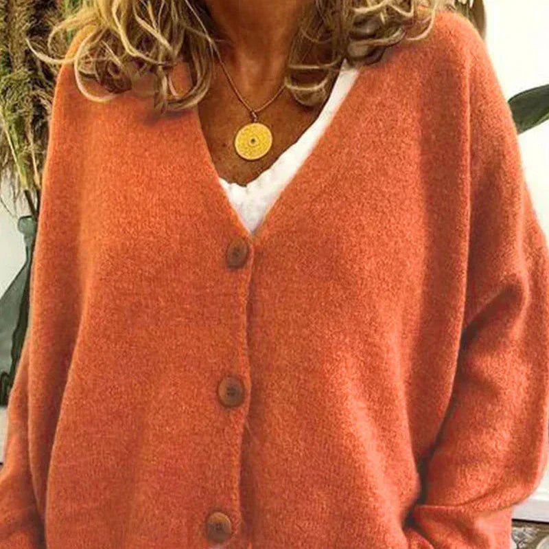 Women's Versatile Cardigan for Casual Wear in Orange