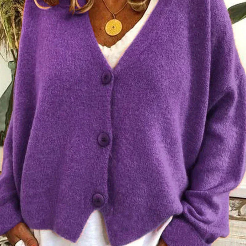 Women's Versatile Cardigan for Casual Wear in Purple