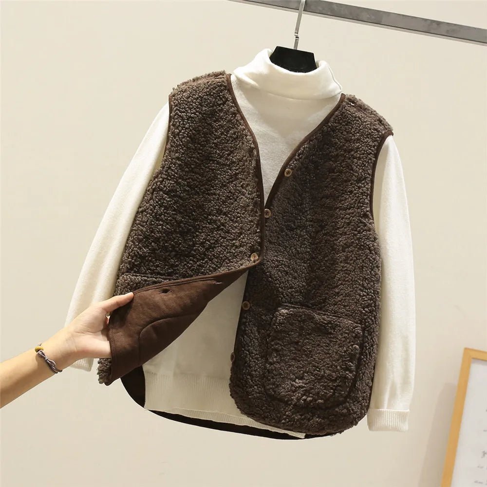 Women's Versatile Knit Vest for Layering in Brown