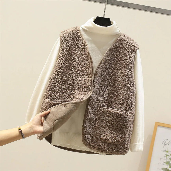 Women's Versatile Knit Vest for Layering in Khaki