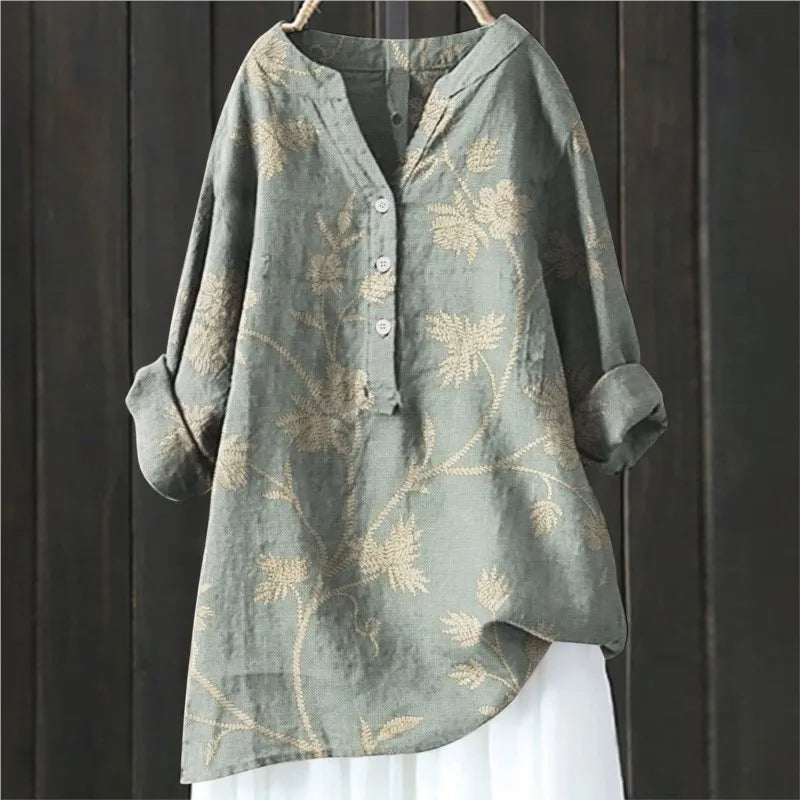Women's Versatile Longsleeve Blouse in Grey