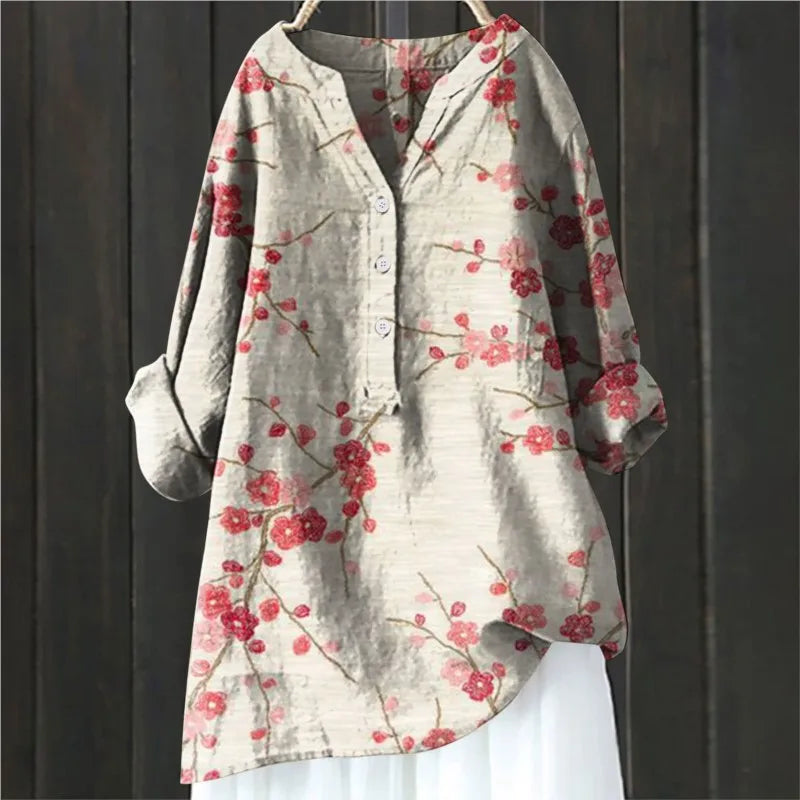 Women's Versatile Longsleeve Blouse in Rote Blume