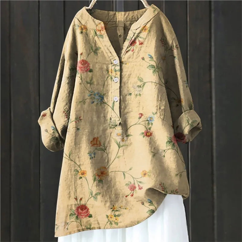 Women's Versatile Longsleeve Blouse in Yellow