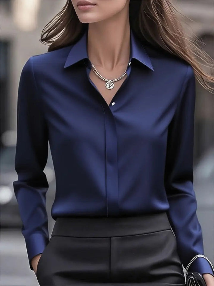 Women's Versatile Office Blouse in Dark blue