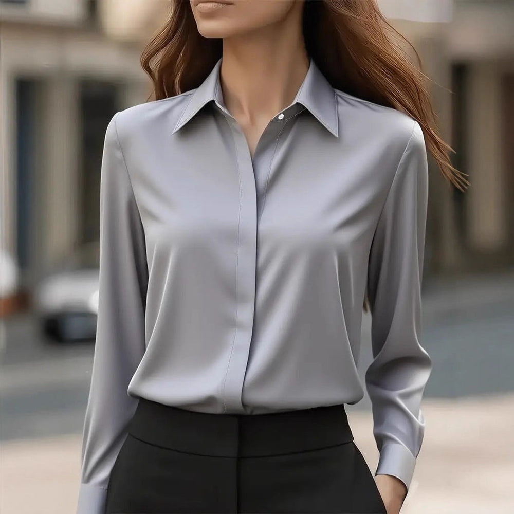 Women's Versatile Office Blouse in Grey