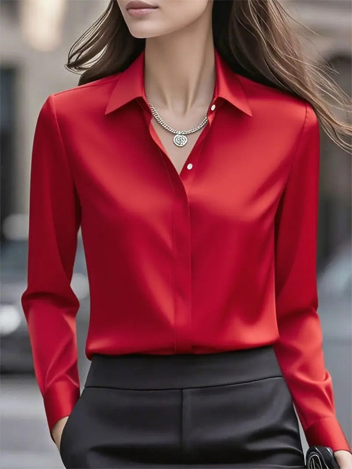Women's Versatile Office Blouse in Red