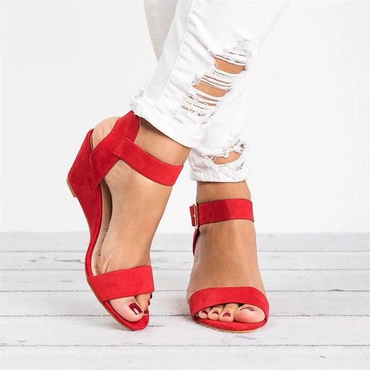Women's Versatile Wedge Sandal for Summer in Red
