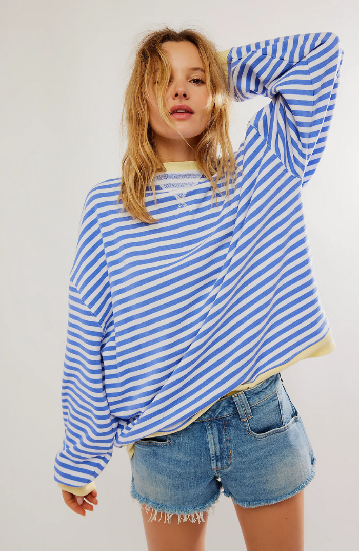 Women's Vibrant Striped Pullover in Blue