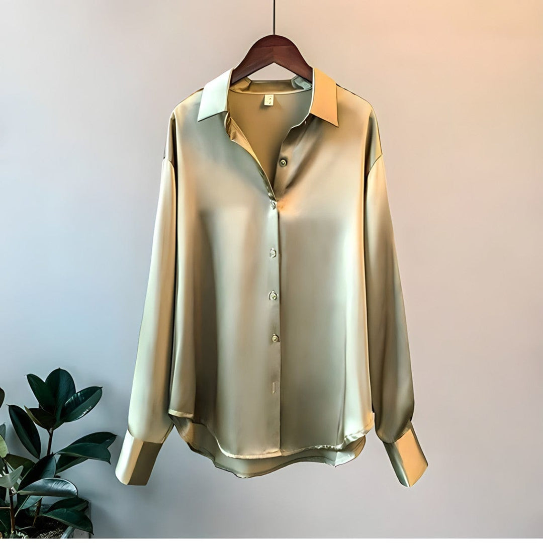 Women's Vintage Blouse with Long Sleeves in Grey