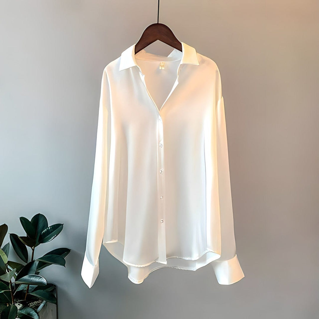 Women's Vintage Blouse with Long Sleeves in White
