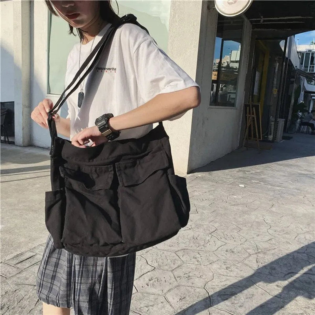 Women's Vintage Canvas Crossbody Bag with Pockets (3)