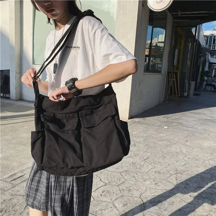 Women's Vintage Canvas Crossbody Bag with Pockets (3)