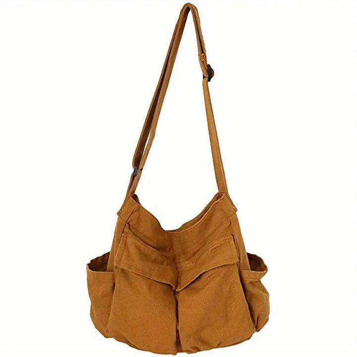 Women's Vintage Canvas Crossbody Bag with Pockets in Khaki