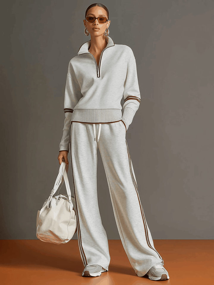 Women's Vintage-Inspired Sweatshirt and Trousers Set (2)