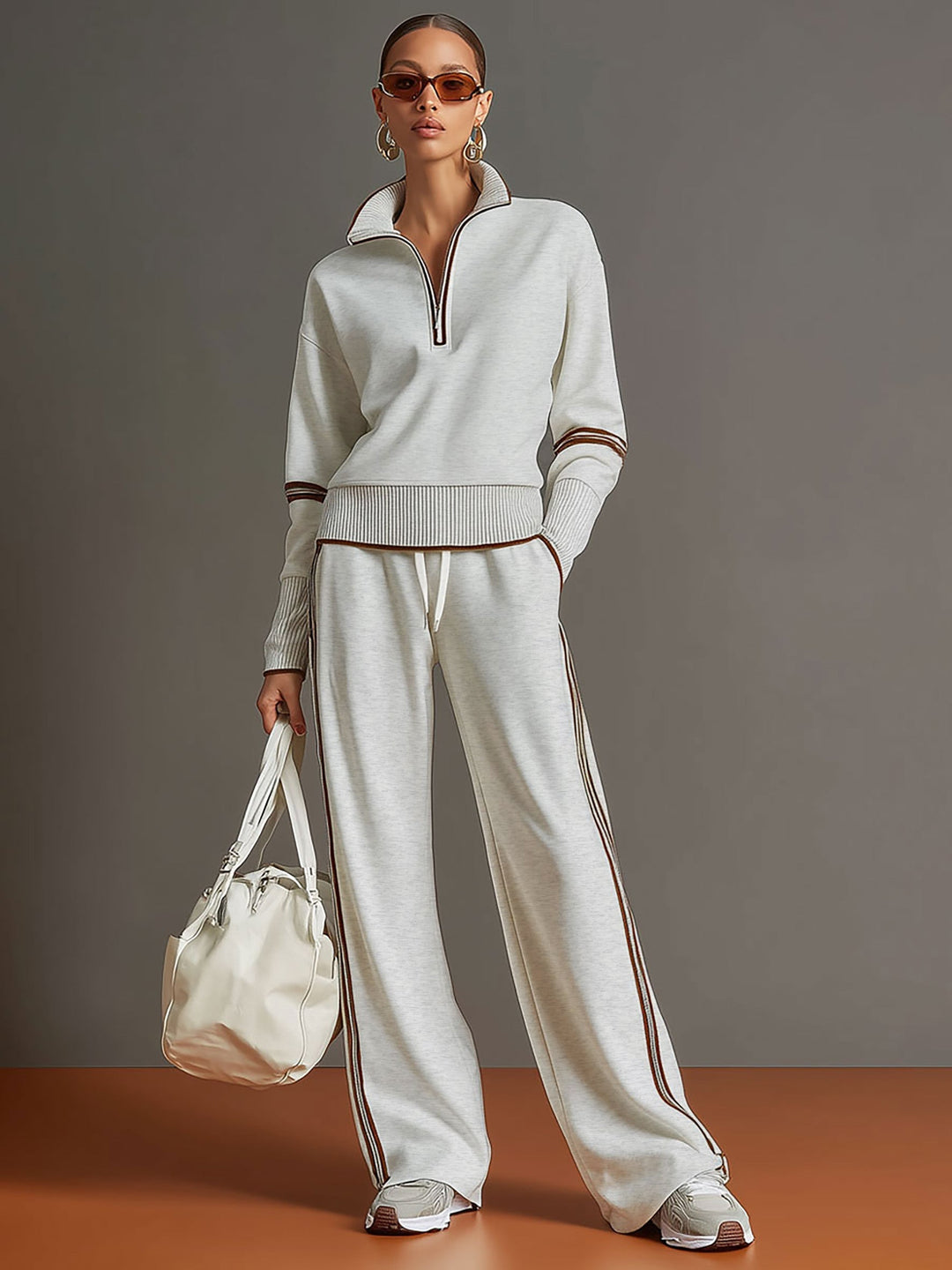 Women's Vintage-Inspired Sweatshirt and Trousers Set (4)