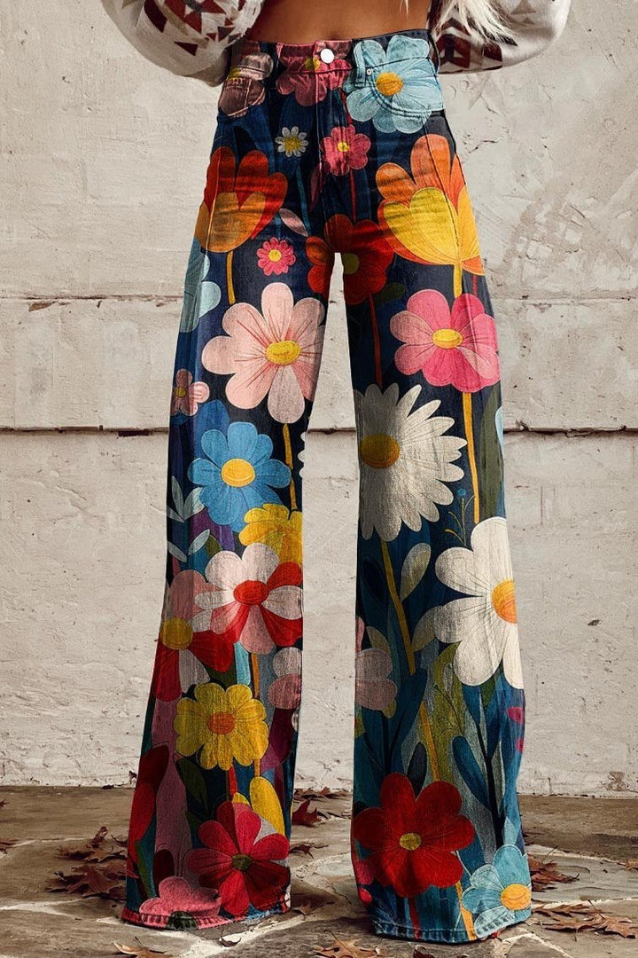 Women's Vintage Jeans Boho Print