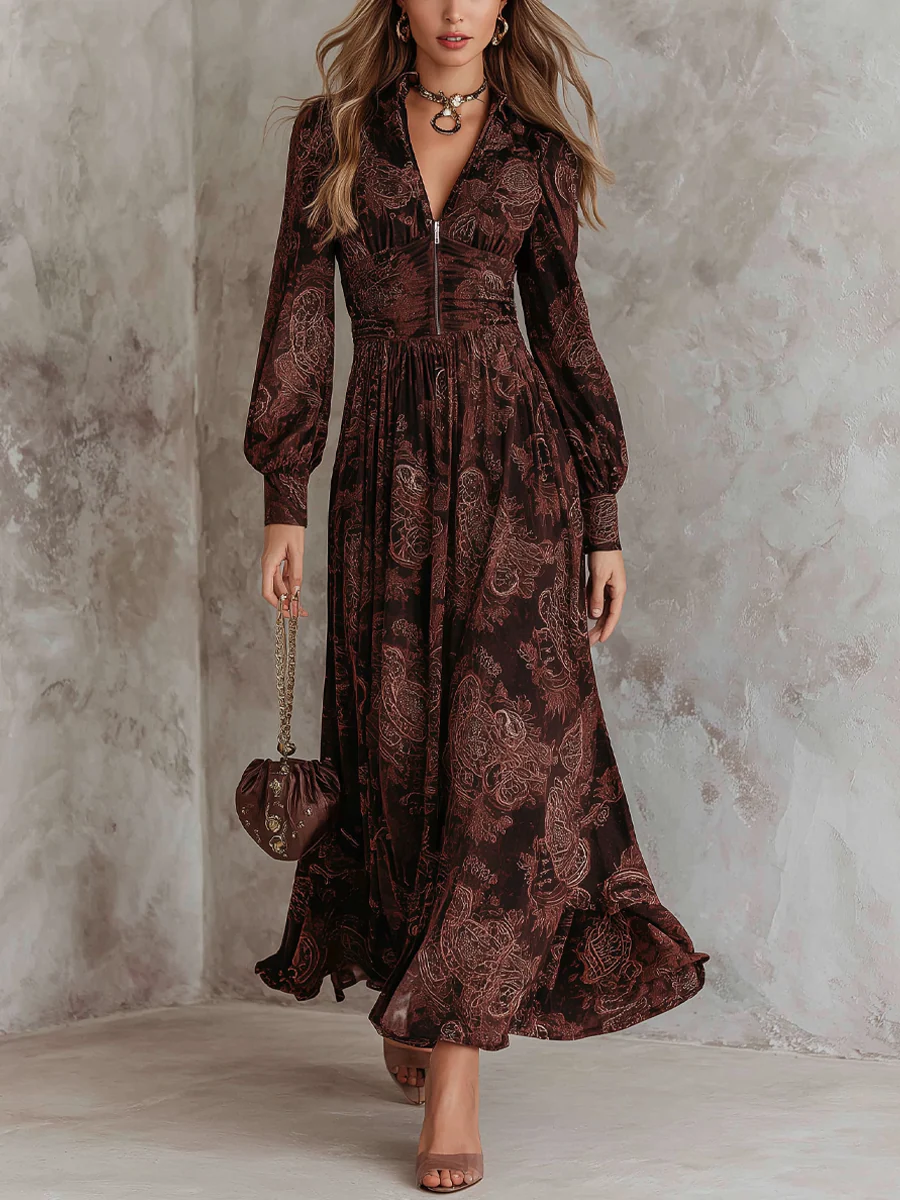 Women's Vintage Midi Dress for Fall Wedding Guests