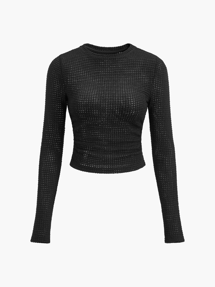 Women's Waffle Knit Long Sleeve Top (10)