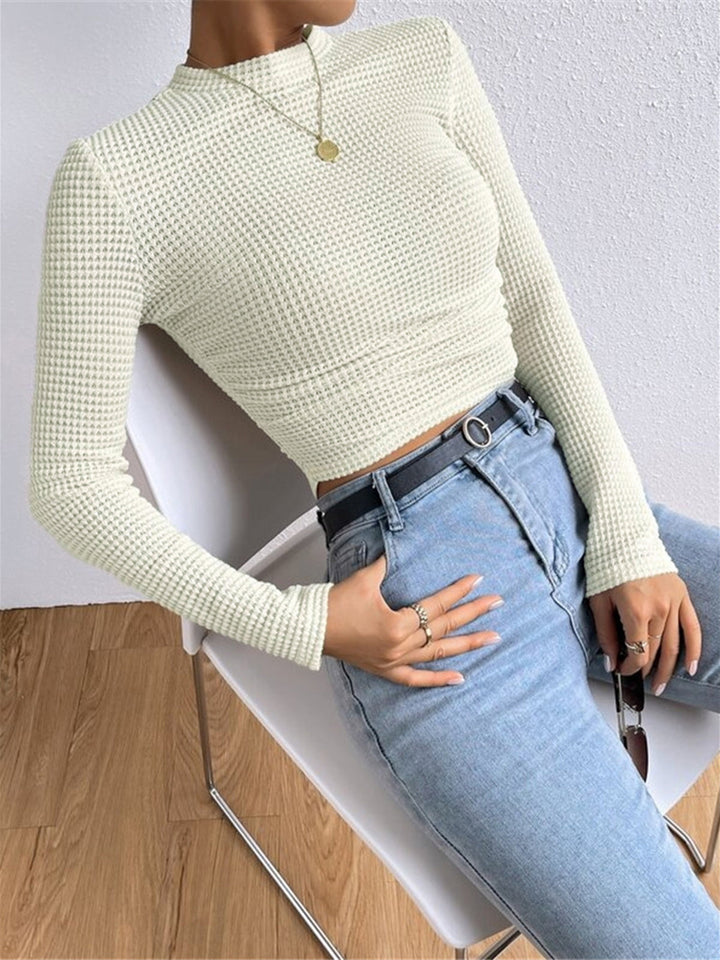 Women's Waffle Knit Long Sleeve Top (3)
