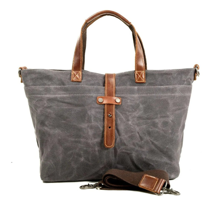 Women's Waxed Canvas Tote Bag with Leather Trim (6)