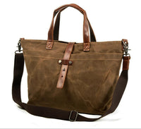 Isla | Women's Waxed Canvas Tote Bag with Leather Trim