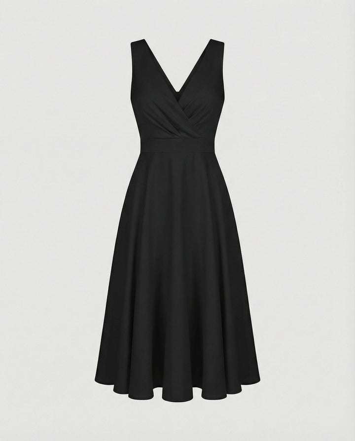 Women's Wedding Guest Midi Dress in Black