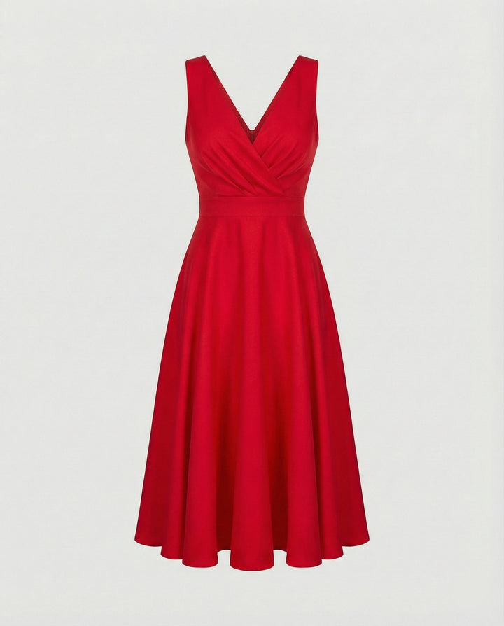 Women's Wedding Guest Midi Dress in Red