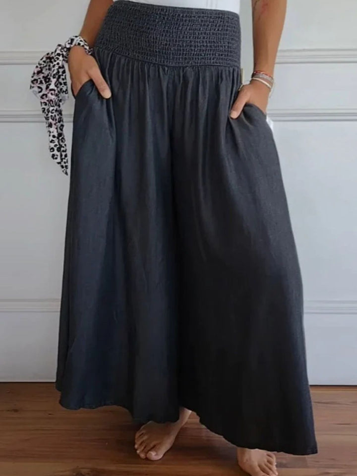 Women's Wide Cotton Summer Pants in Black