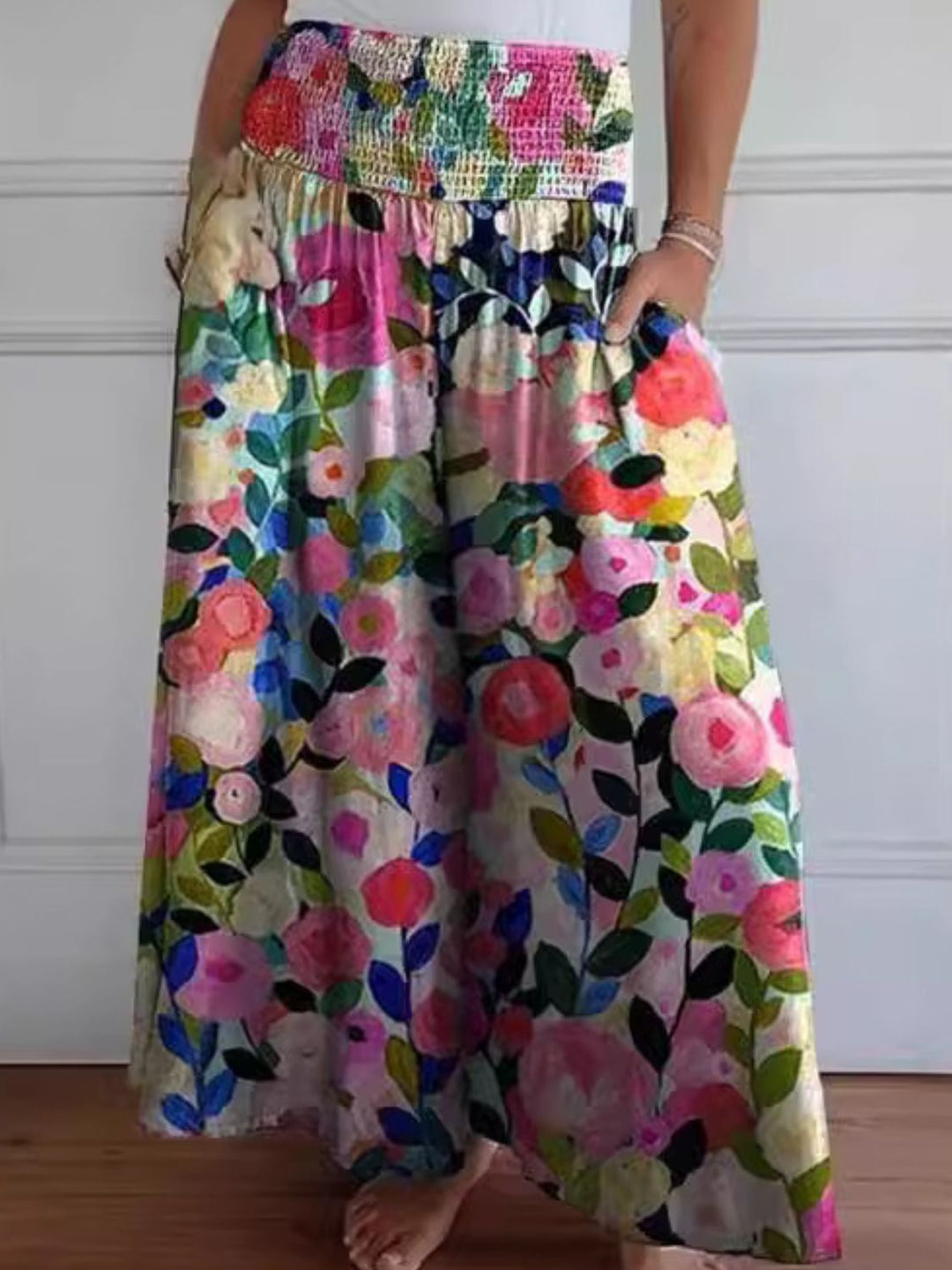 Women's Wide Cotton Summer Pants in Multicolour