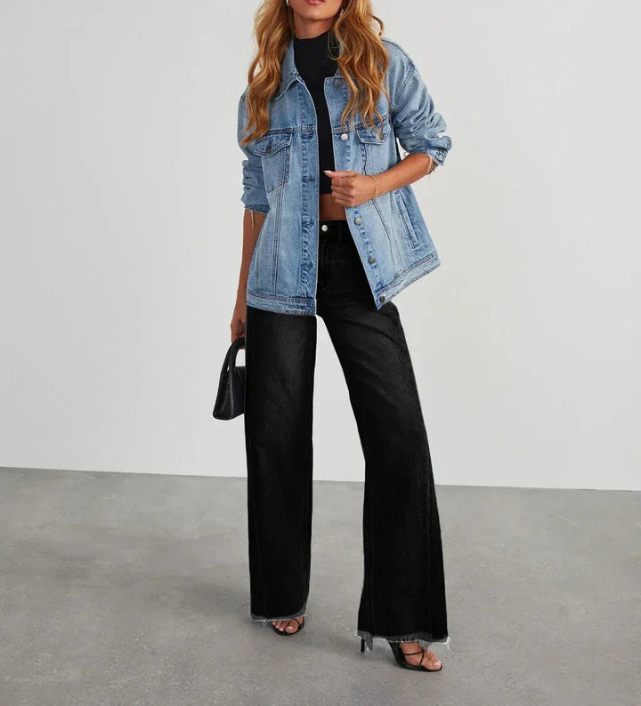 Women's Wide-Leg Jeans with Raw Hem (5)