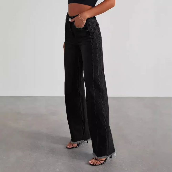 Women's Wide-Leg Jeans with Raw Hem (6)
