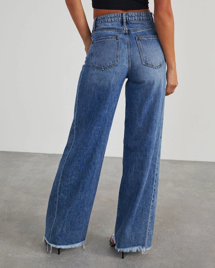 Women's Wide-Leg Jeans with Raw Hem (9)