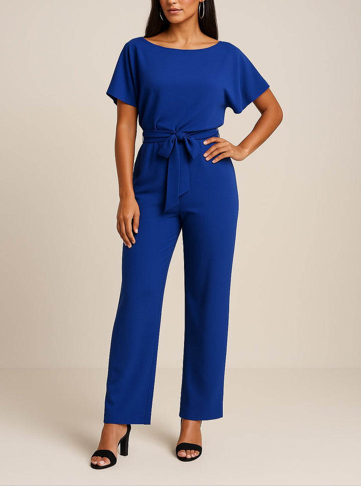 Women's Wide-Leg Tie-Waist Jumpsuit in Blue