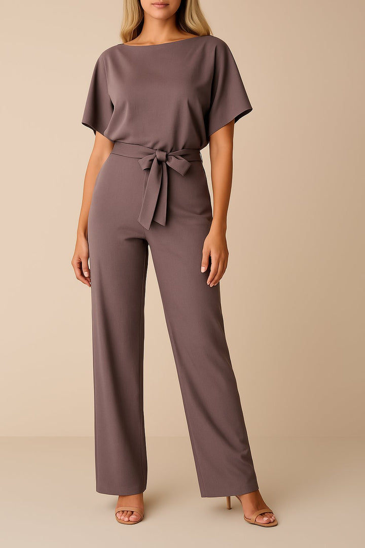 Women's Wide-Leg Tie-Waist Jumpsuit in Purple