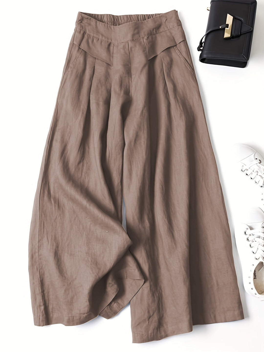 Women's Wide Linen Capri Pants in Rost