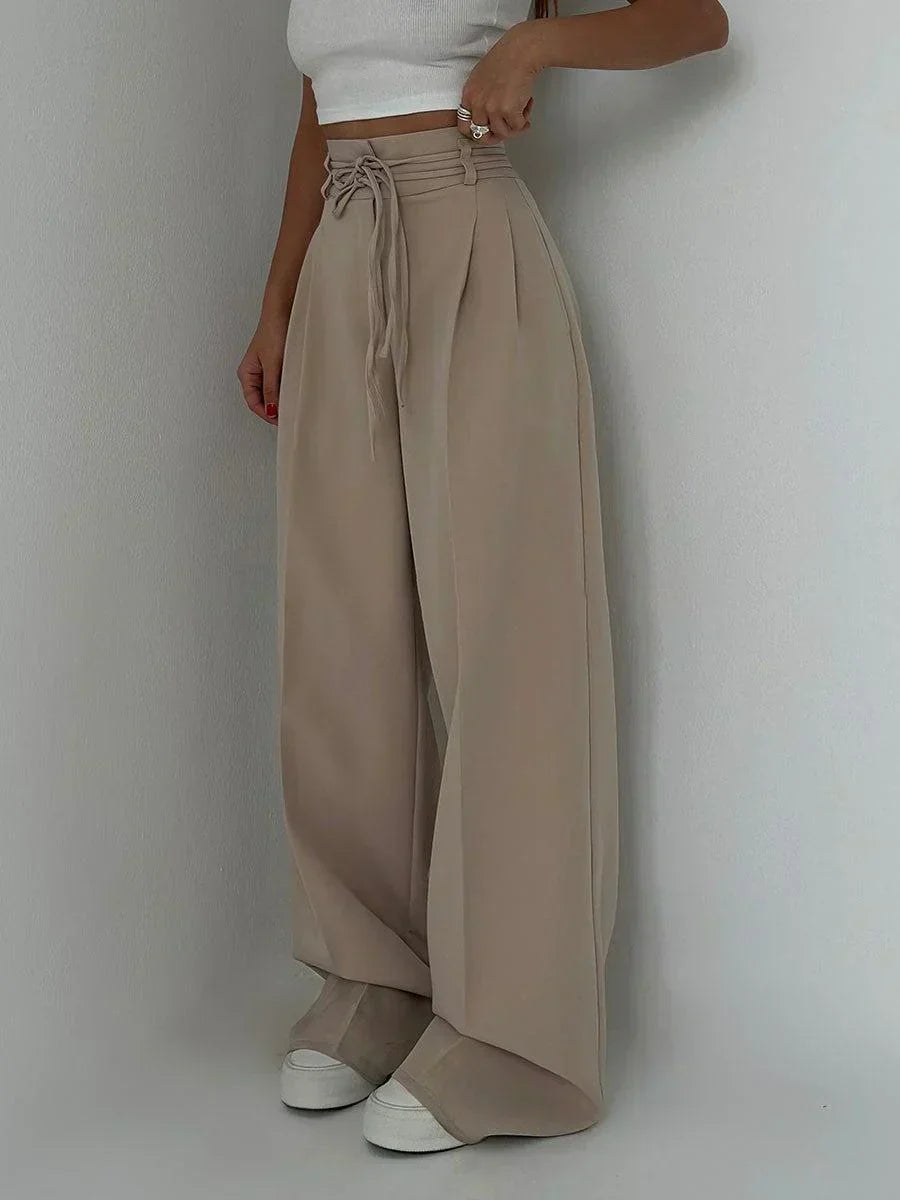 Women's Wide Pants for Refined Comfort in Beige