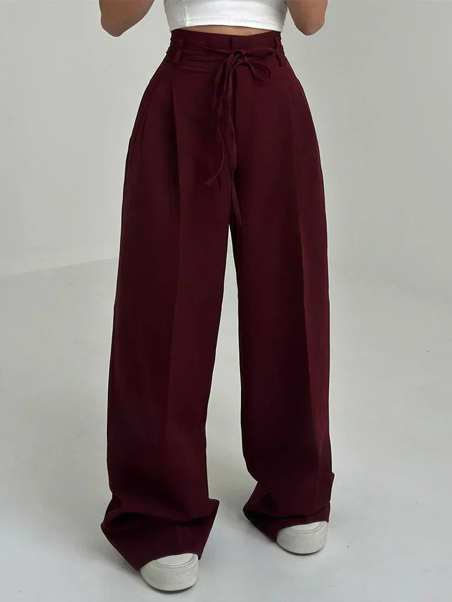 Women's Wide Pants for Refined Comfort in Wine